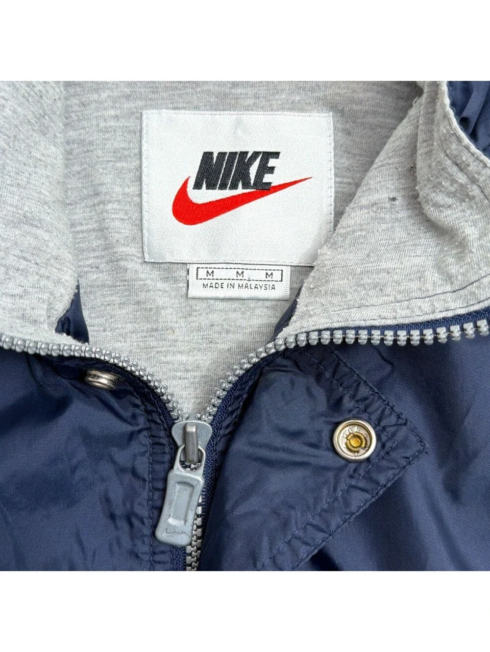 Vintage Nike Windbreaker Mens M Navy Nylon Full Zip Track Jacket 90s Swoosh